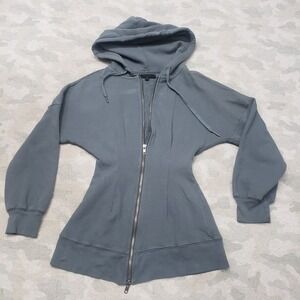 Hours Sweatshirt Womens 2XS Gray Full Zip Hoodie Gym Fitness
